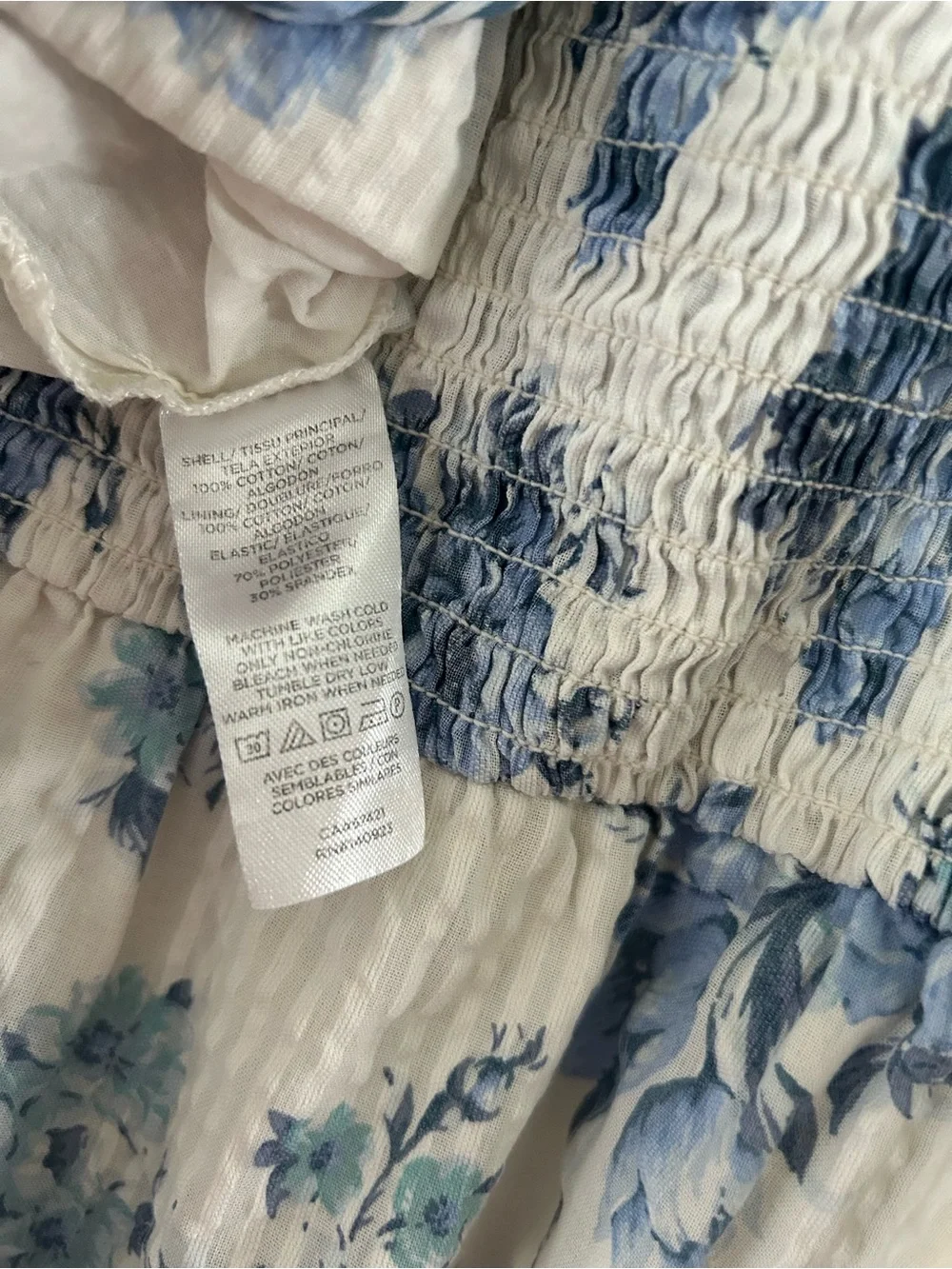 LOFT White Dress with Blue Floral Print